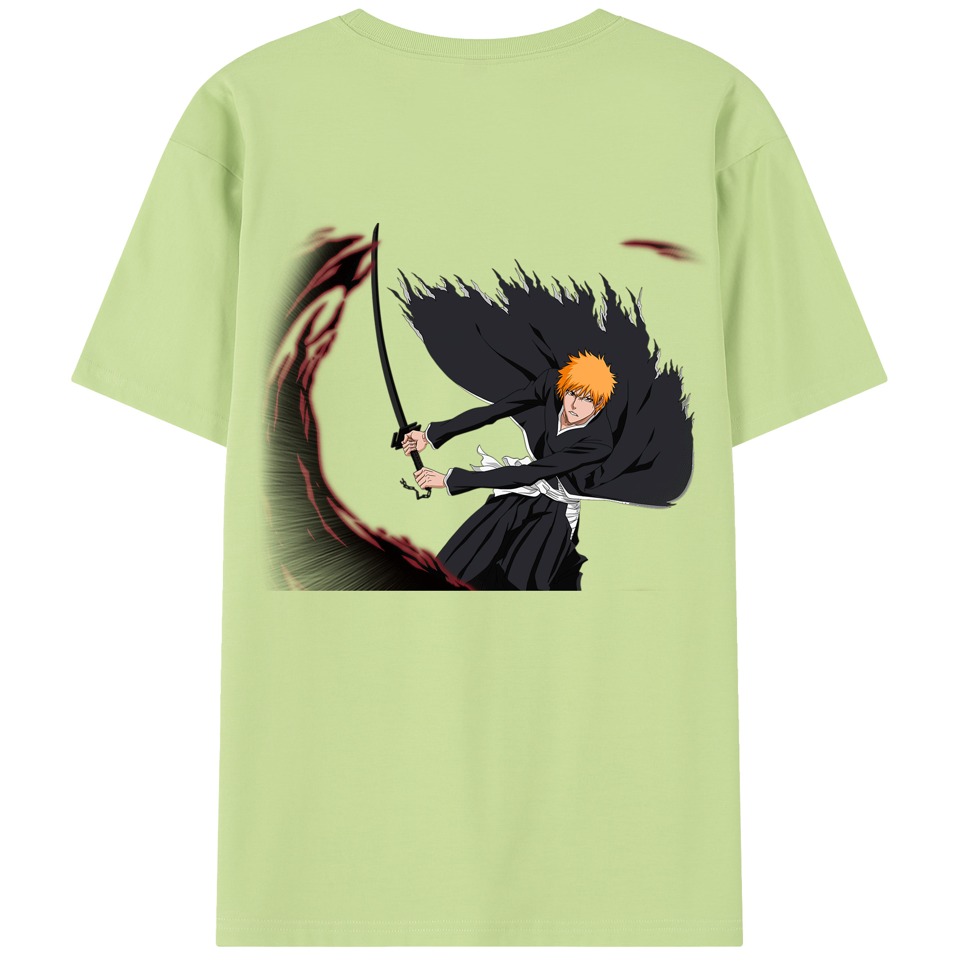 （画像用） ブリーチ 黒崎一護（くろさき いちご）BLEACH Kurosaki Ichigo 綿100％半袖Tシャツ（背面プリント）